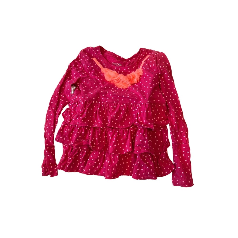 Cherokee Pink Polka Dot Girl's Blouse M (7-8)
